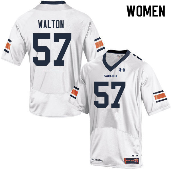 Women #57 Brooks Walton Auburn Tigers College Football Jerseys Sale-White - Click Image to Close
